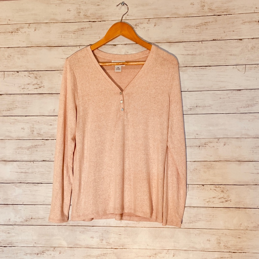 Liz Claiborne Blush Sweater with Diamond Buttons